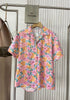 Spring Floral Half Sleeves Collar Down Shirts